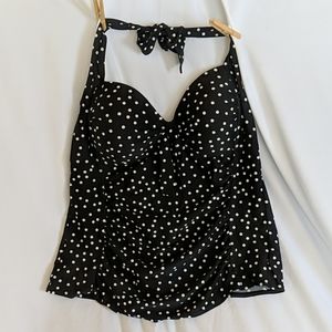Merona tankini size XL black w/ white polka dot